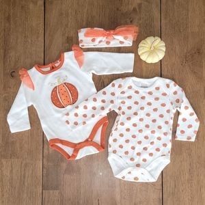 Chick Pea Pumpkin Fall Onsie Bundle 0-3 months